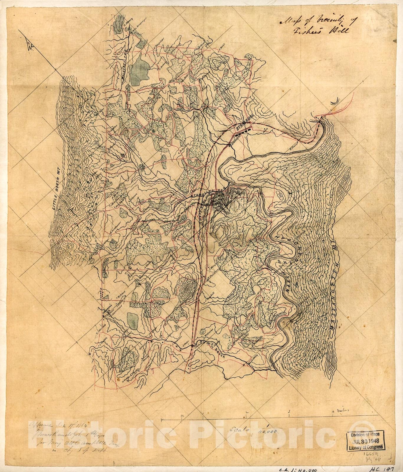 Historic 1864 Map - Map of Vicinity of Fisher's Hill