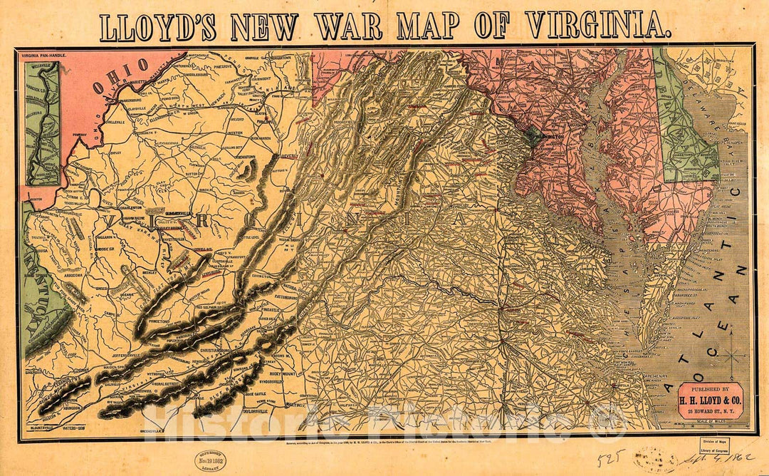 Historic 1862 Map - Lloyd's New war map of Virginia.
