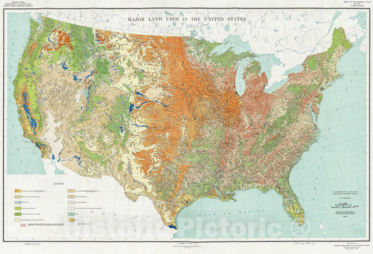 Historic 1950 Map - Major Land uses in The United States