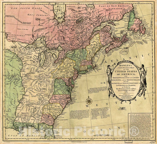 Historic 1783 Map - Bowles's New Pocket map of The United States of America; The British Possessions of Canada, Nova Scotia, and Newfoundland
