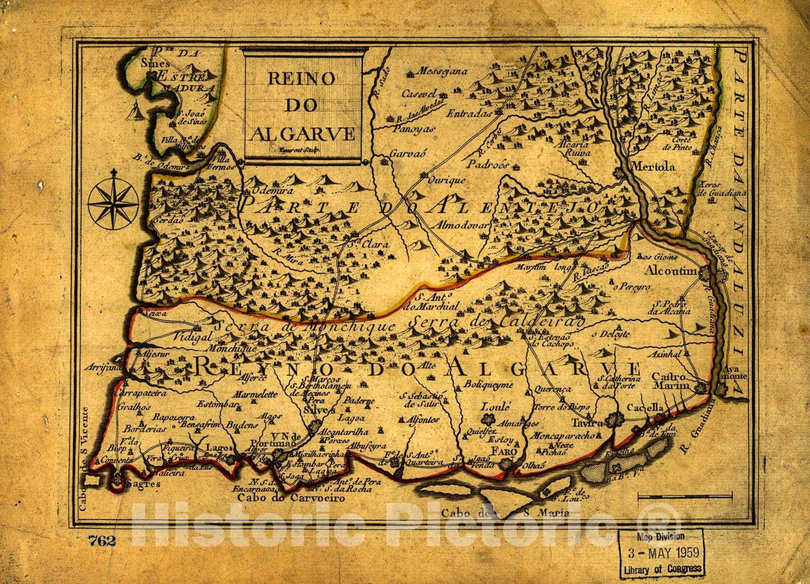 Historic 1730 Map - Reino do Algarve.