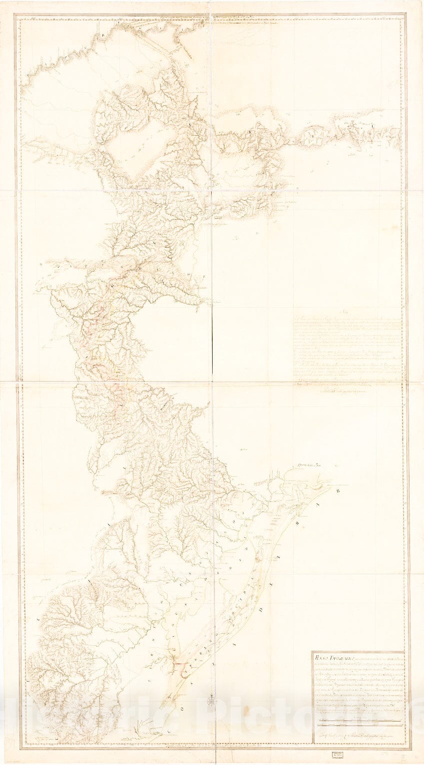Historic 1789 Map - Plano topografico que comprende la Costa del mar Desde la Ensenada de castillos Hasta el Rio Grande de Sn. Pedro