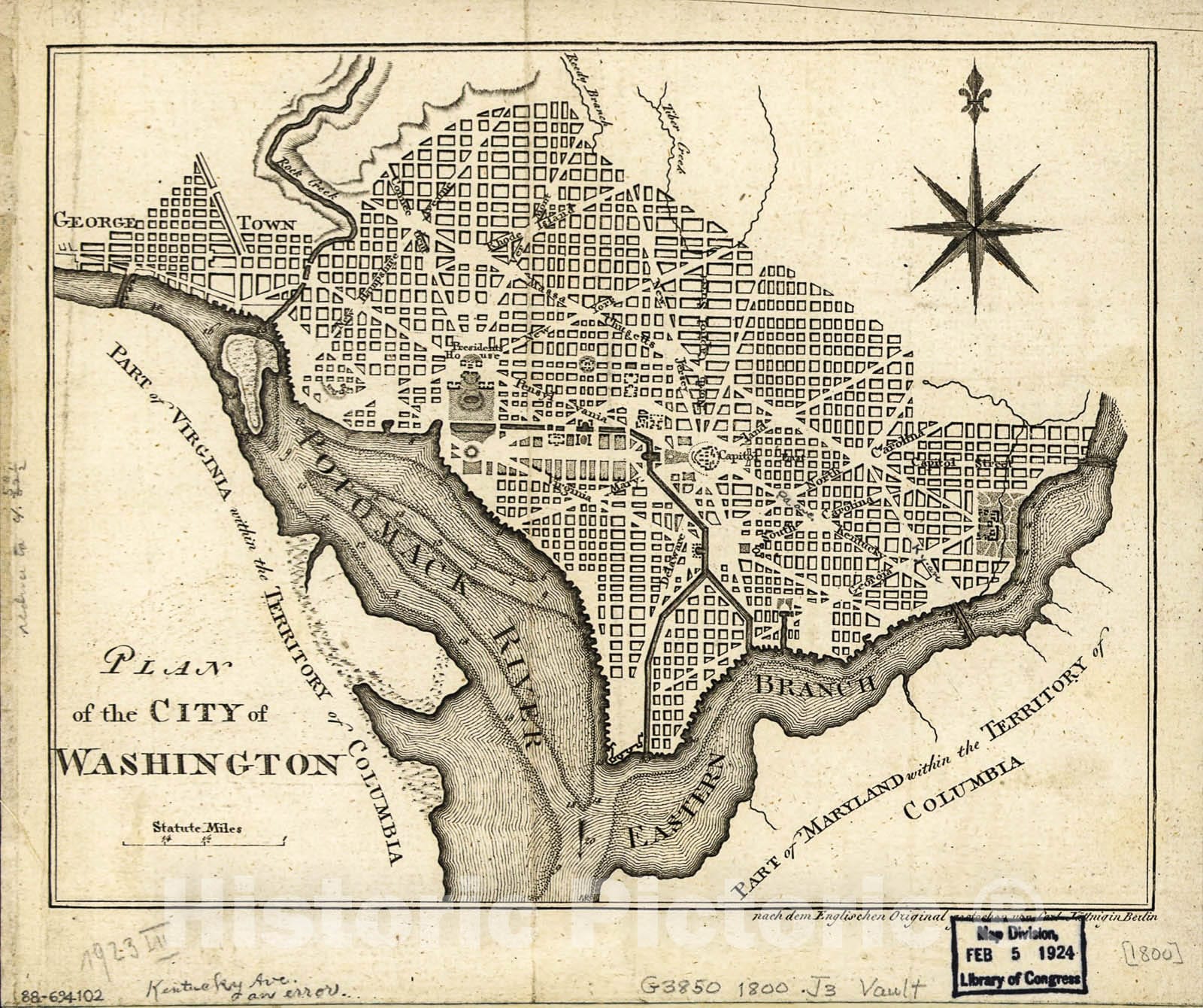 Historic 1800 Map - Plan of The City of Washington
