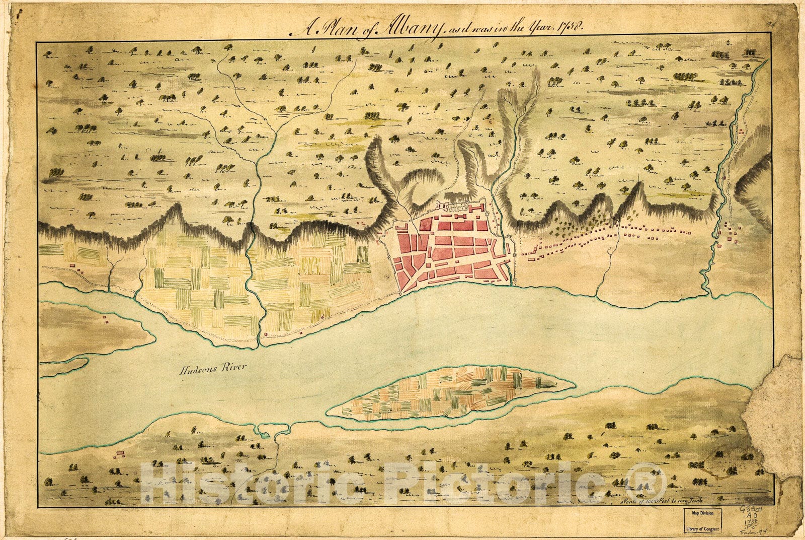 Historic 1759 Map - A Plan of Albany, as it was in The Year 1758.
