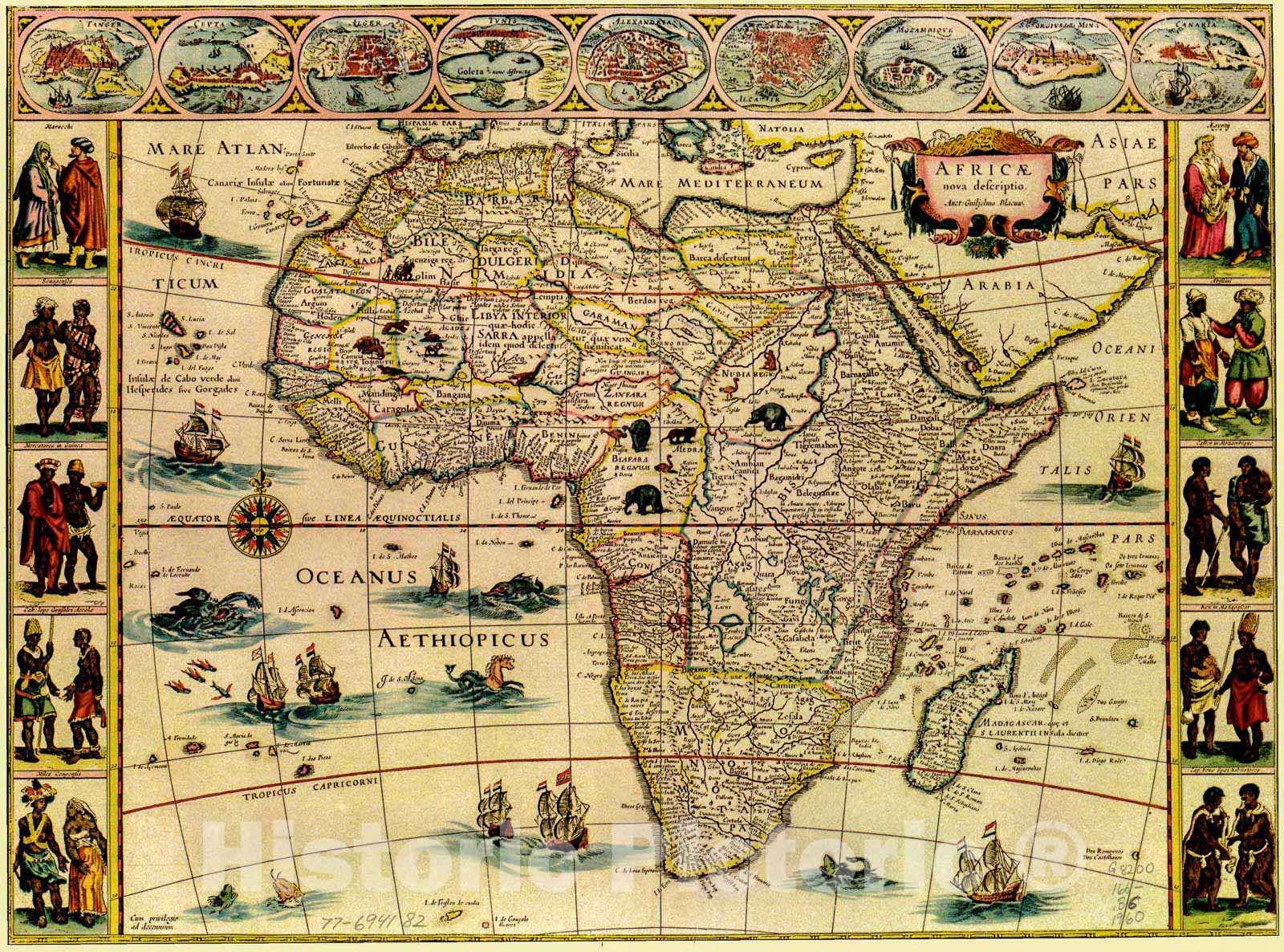 Historic 1960 Map - AfricÃ¦ nova descriptio.