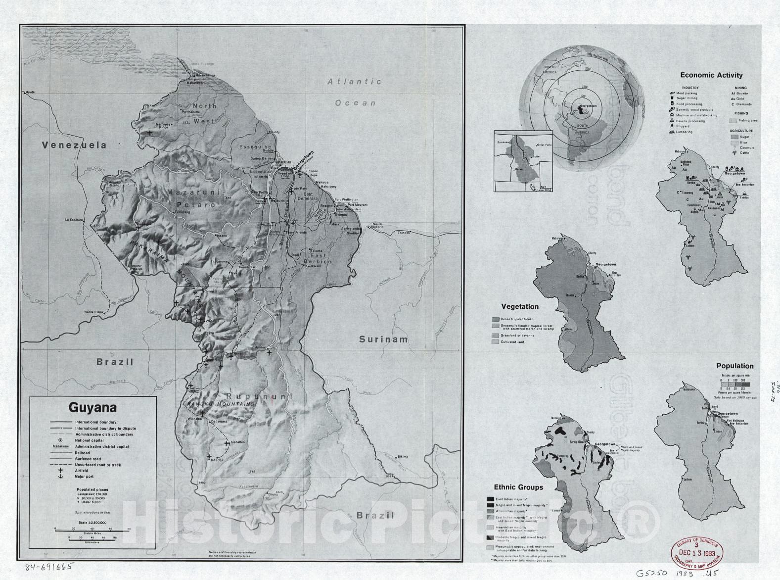 Historic 1983 Map - Guyana.
