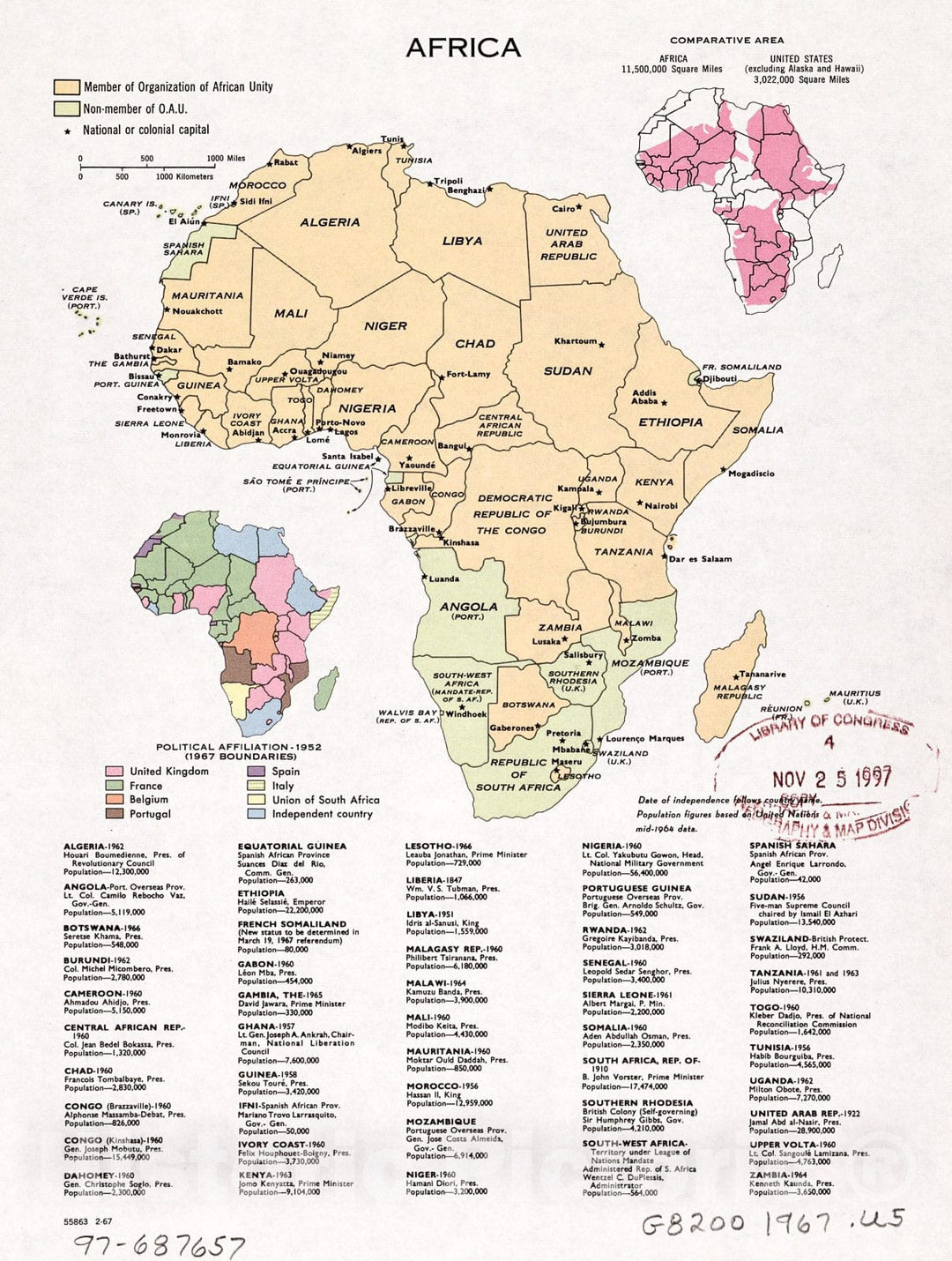 Historic 1967 Map - Africa.
