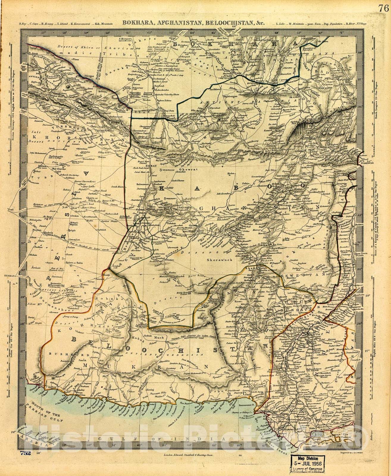 Historic 1800 Map - Bokhara, Afghanistan, Beloochistan, c.