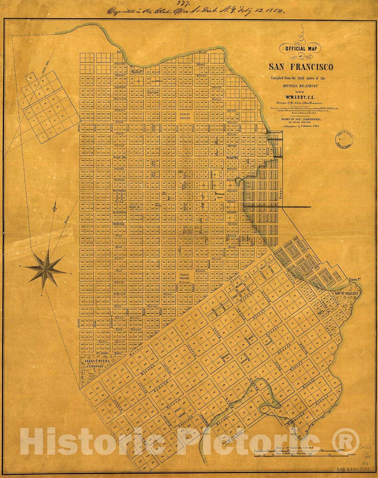 Historic 1849 Map - Official map of San Francisco.