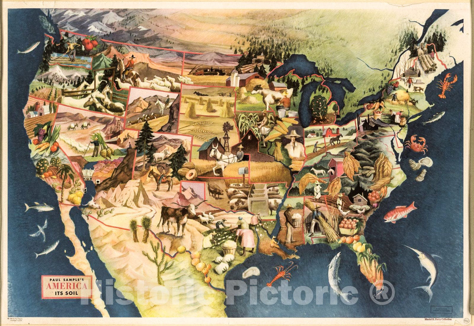 Historic 1946 Map - Paul Sample's America, its Soil
