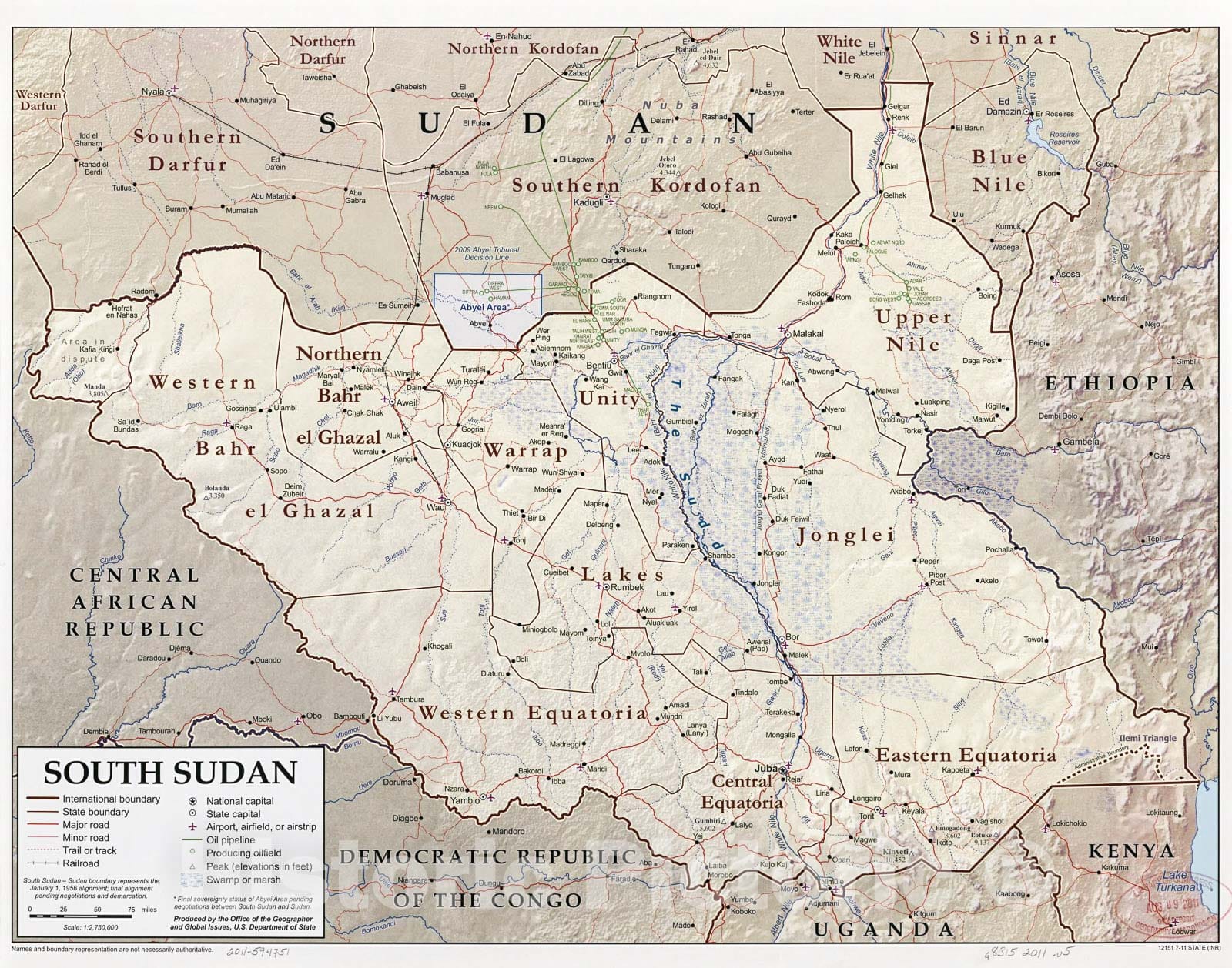 Historic 2011 Map - South Sudan