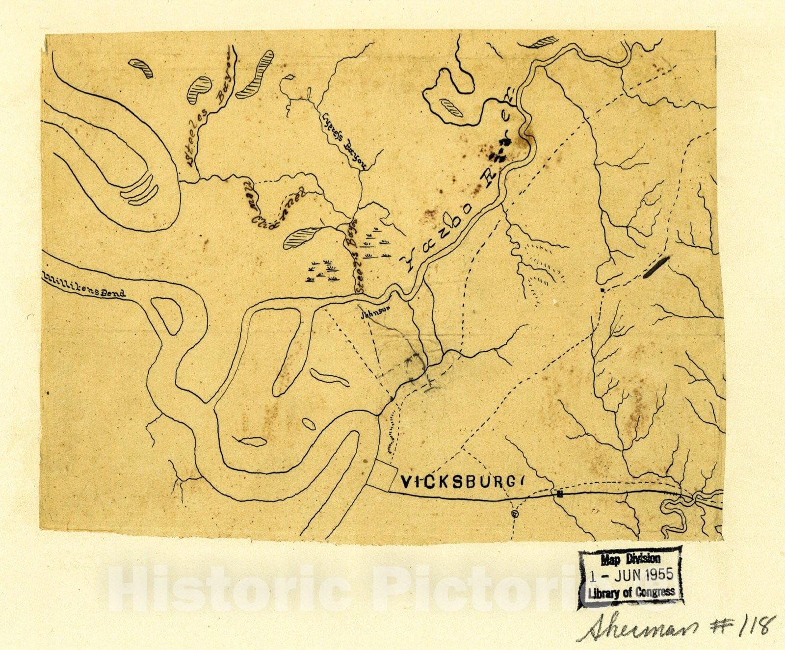 Historic 1863 Map - Map of The Environs of Vicksburg, Mississippi, 1863 1