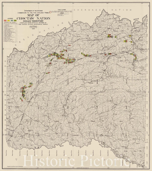 Historic 1900 Map - Map of Choctaw Nation, Indian Territory : compiled from Official Records of The United States Geological Survey
