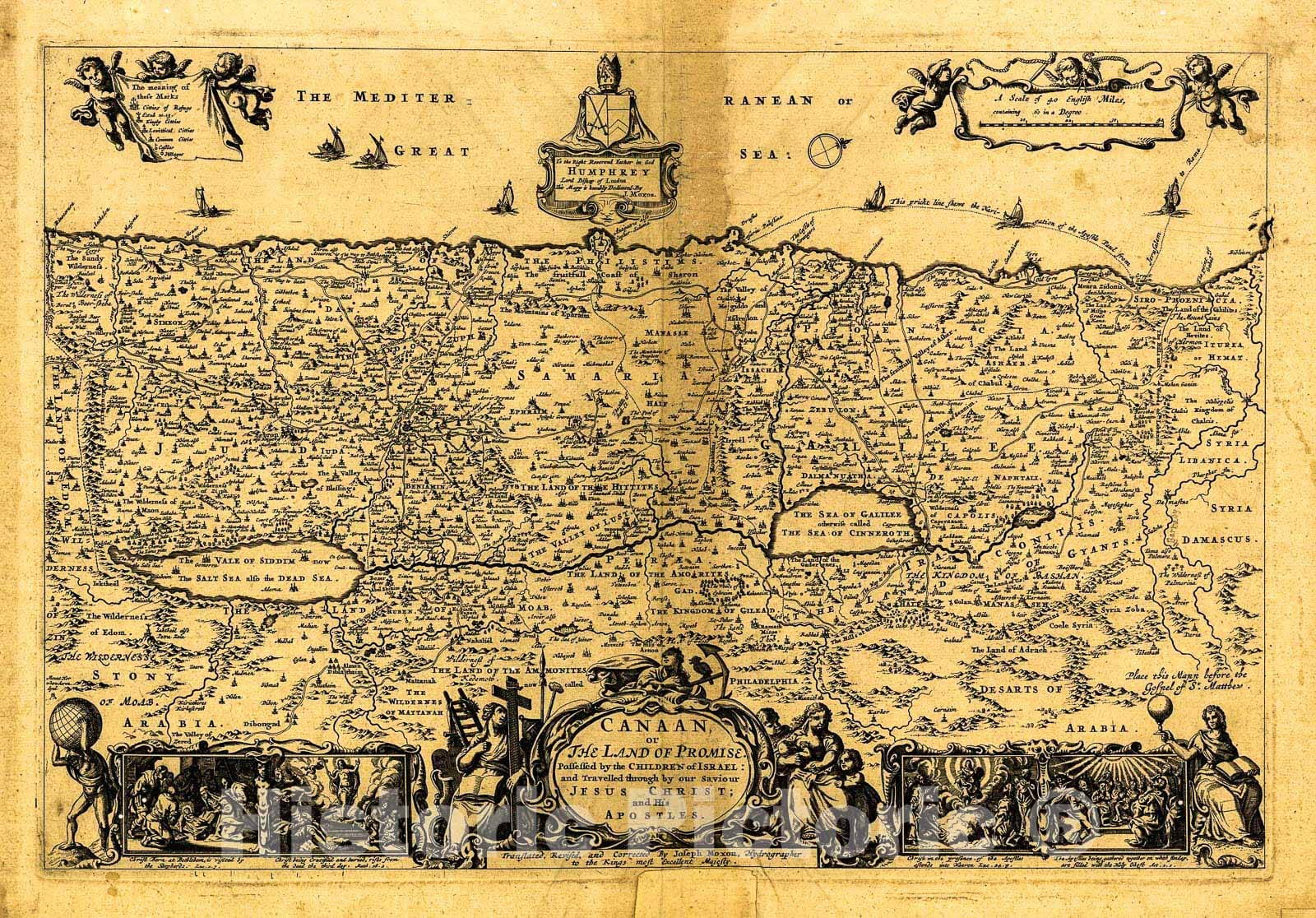 Historic 1700 Map - Canaan, or The Land of Promise.