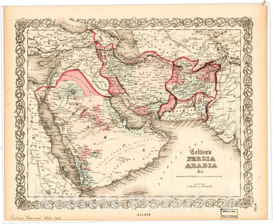 Historic 1863 Map - Colton's Persia Arabia & co.