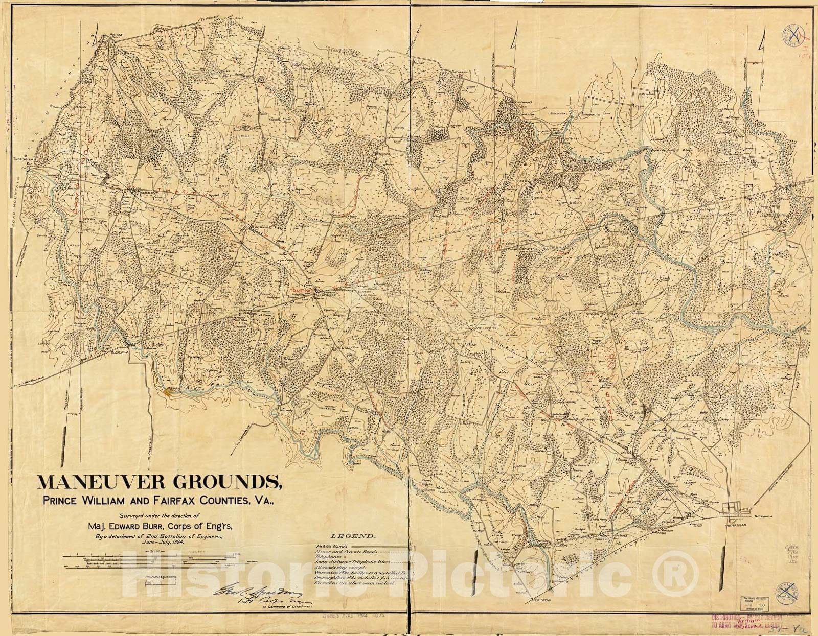 Historic 1904 Map - Maneuver Grounds, Prince Willliam and Fairfax Counties, Va.