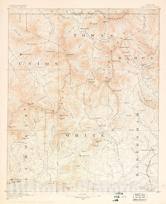 Historic 1886 Map - Georgia, Dahlonega Sheet