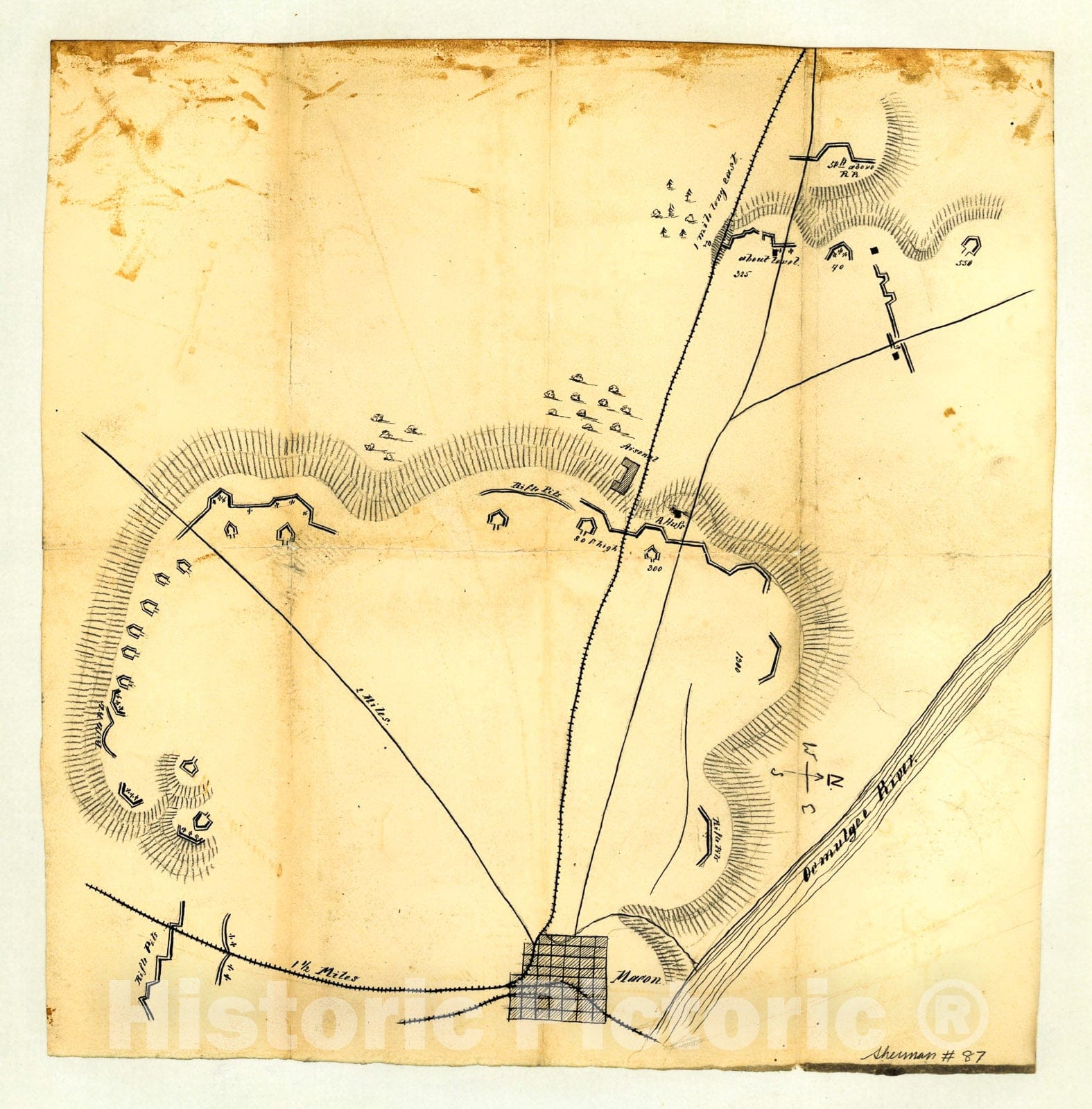 Historic 1864 Map - Map of Macon, Ga. and Vicinity.