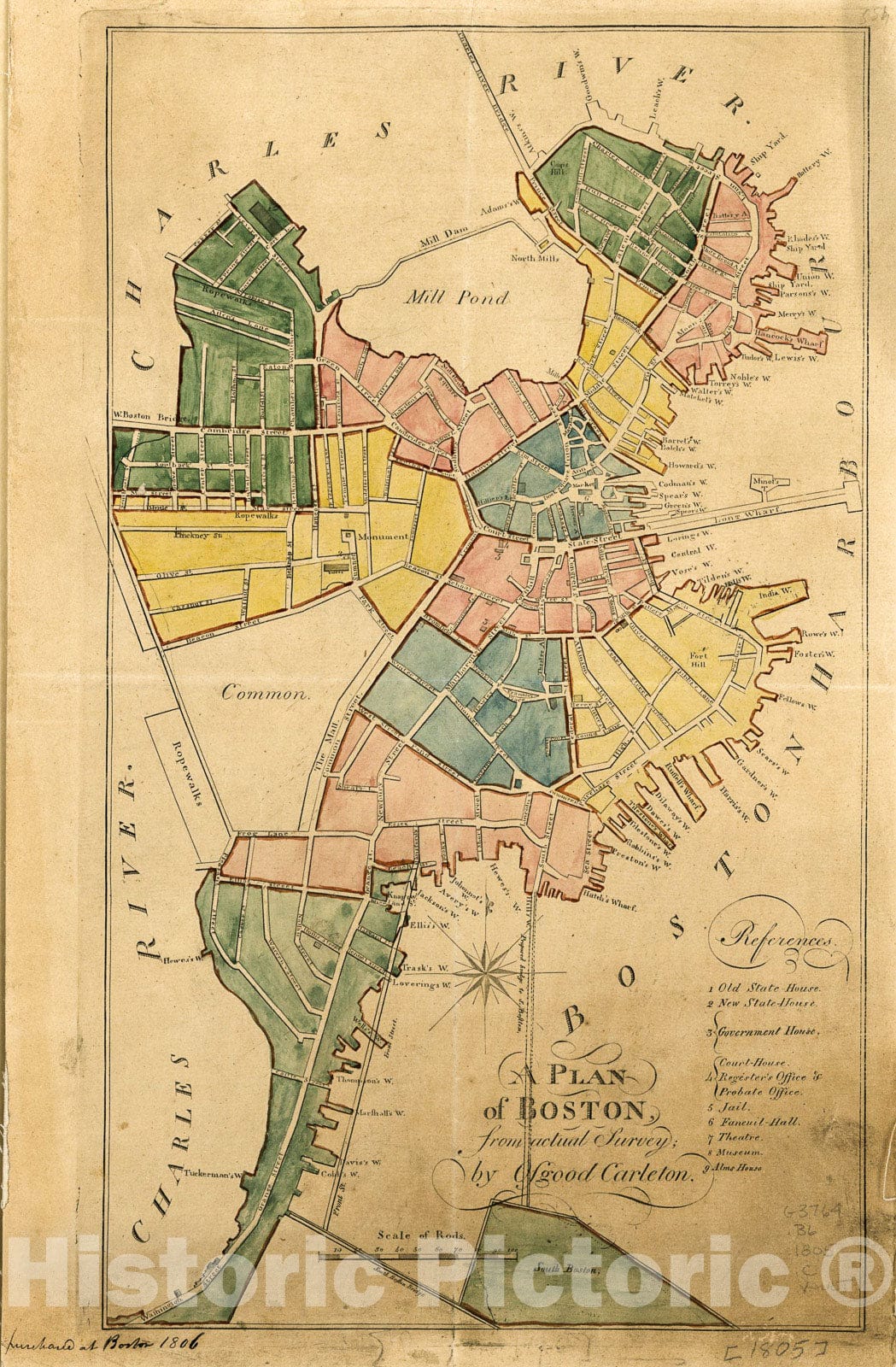 Historic 1805 Map - A Plan of Boston : from Actual Survey