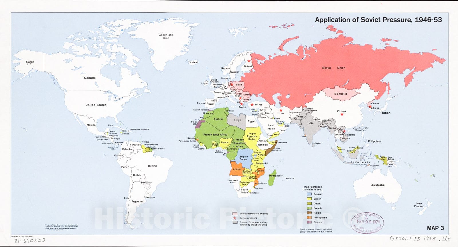 Historic 1978 Map - Application of Soviet Pressure, 1946-53.