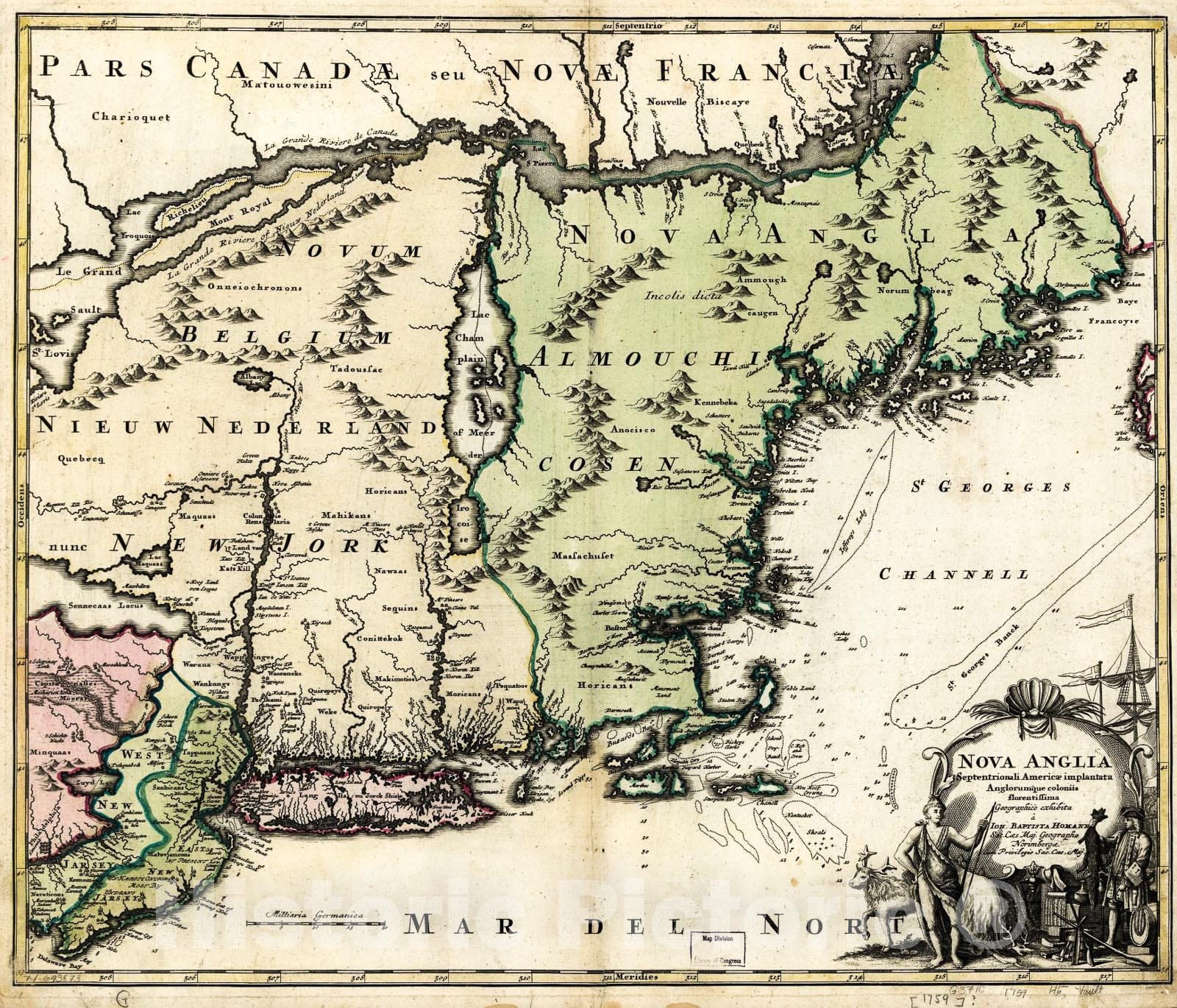 Historic 1759 Map - Nova Anglia.
