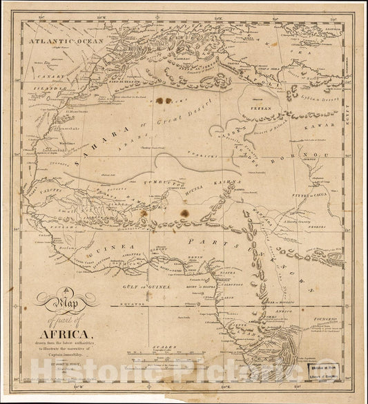 Historic 1816 Map - A Map of Part of Africa : Drawn by The Latest Authorities to illustrate The Narrative of Captain James Riley
