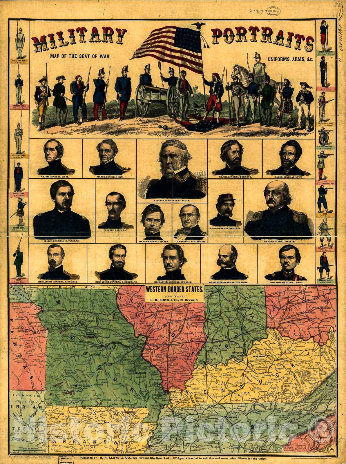 Historic 1861 Map - Western Border States