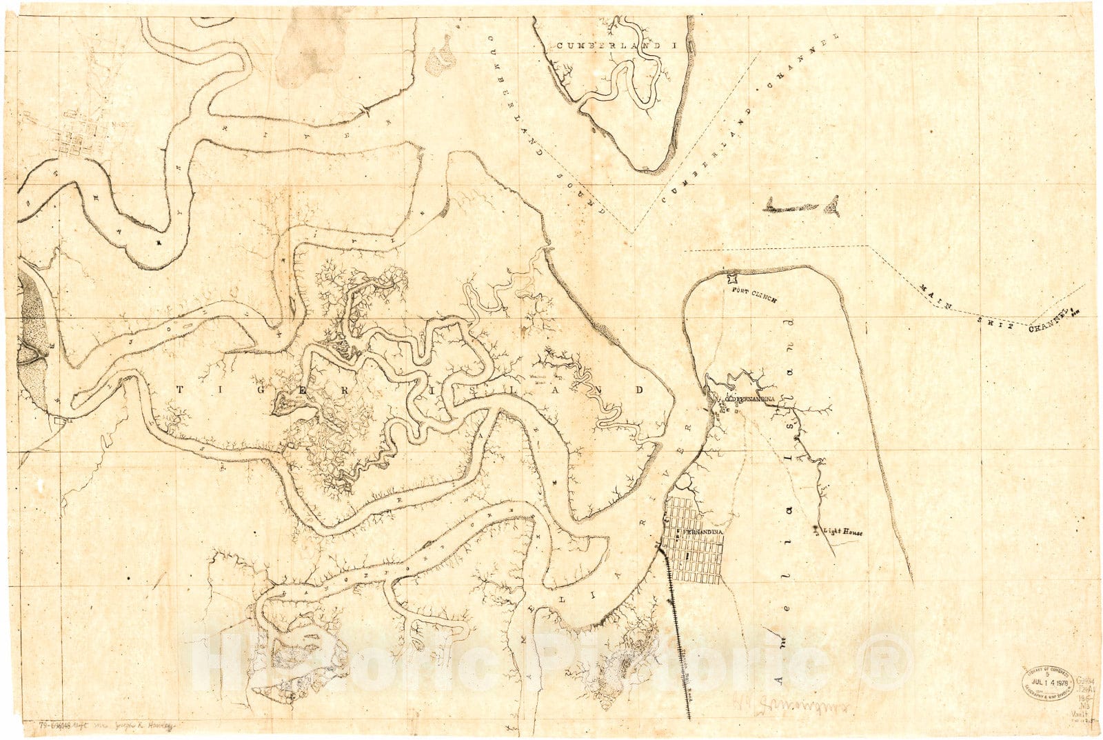 Historic 1860 Map - Map of Fernandina Region, Florida