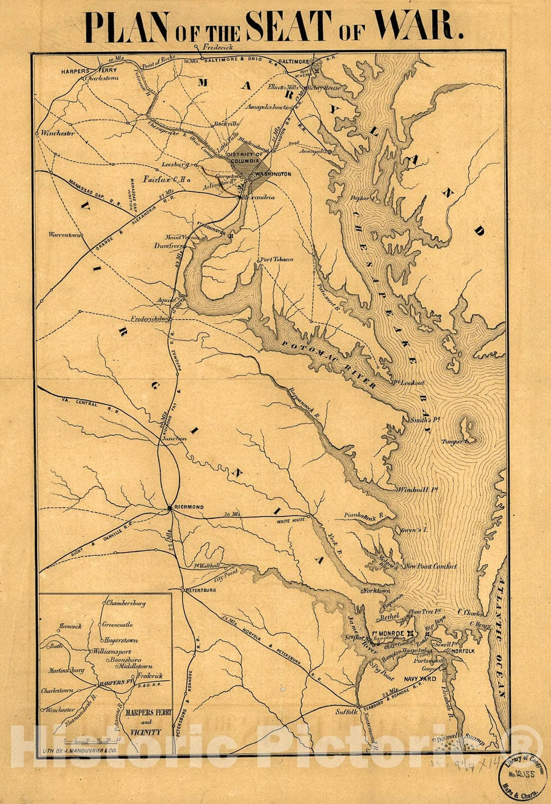Historic 1861 Map - Plan of The seat of war.