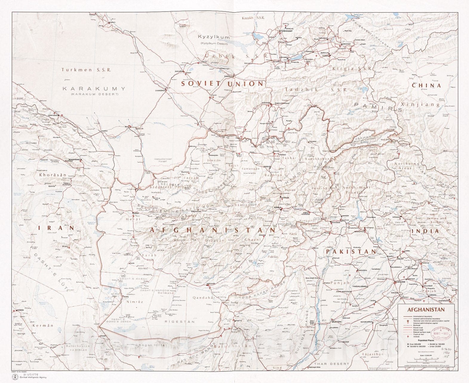 Historic 1980 Map - Afghanistan