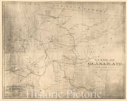 Historic 1910 Map - State of Guanajuato