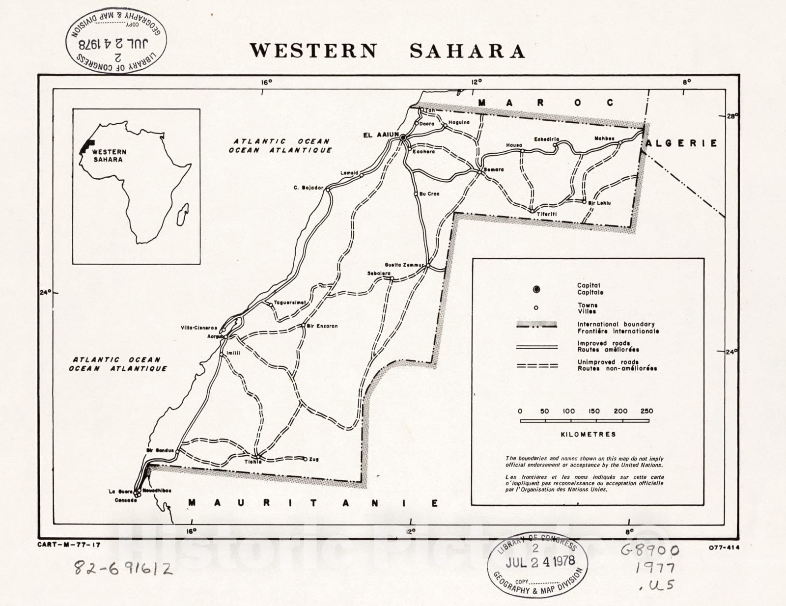 Historic 1977 Map - Western Sahara.