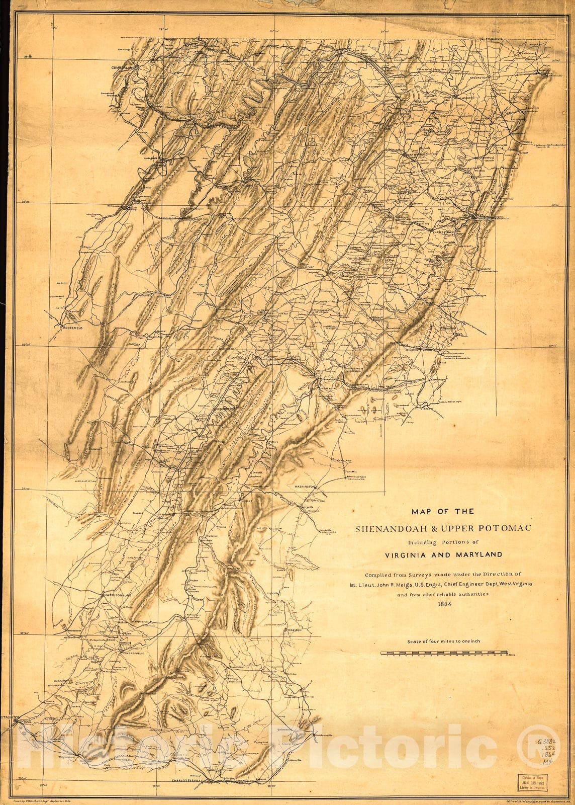 Historic 1864 Map - Map of The Shenandoah & Upper Potomac Including portions of Virginia and Maryland