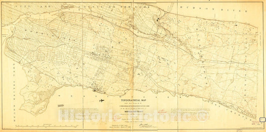 Historic 1874 Map - Topographical map Made from surveys by The commissioners of The Department of Public Parks of The City of New York of That Part of Westchester County