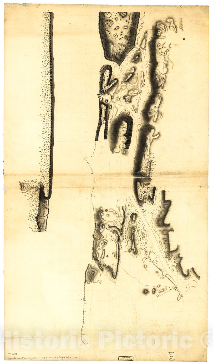 Historic 1778 Map - Unfinished Draught for a Topographical map of The Northern Part of New York Island.