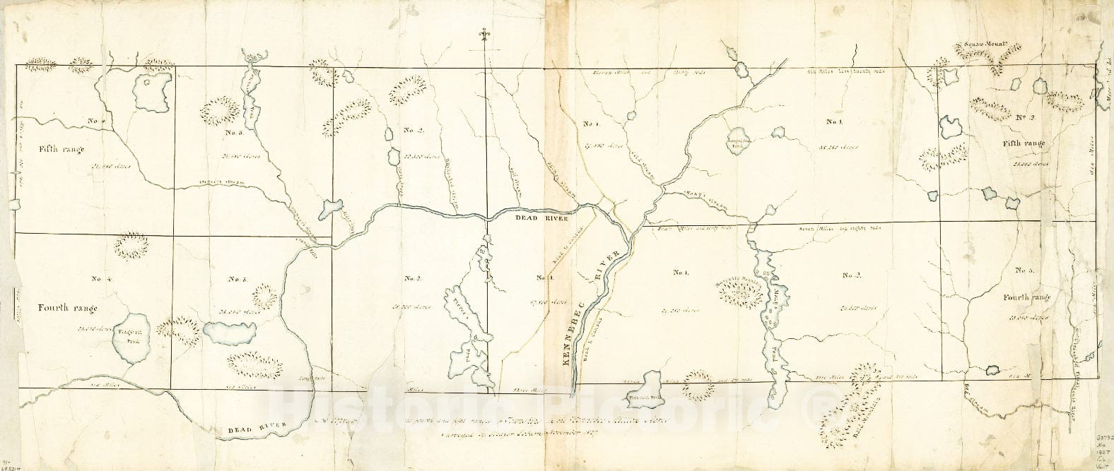 Historic 1827 Map - A Copy of The Fourth and Fifth ranges of townships in The Kennebec Million Acres