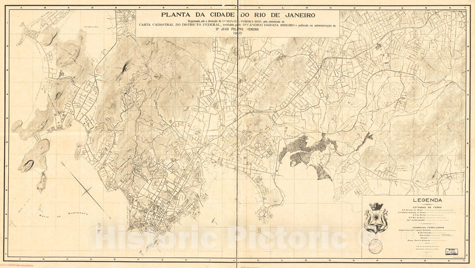 Historic 1900 Map - Planta da Cidade do Rio de Janeiro