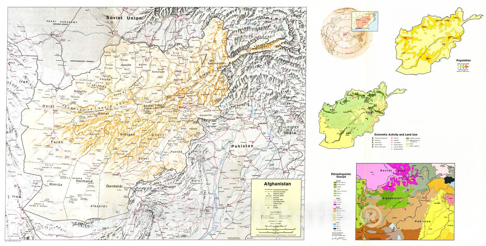 Historic 1982 Map - Afghanistan. 2