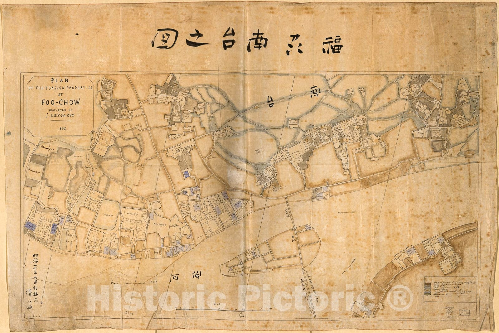 Historic 1868 Map - Fukush nandai no zu