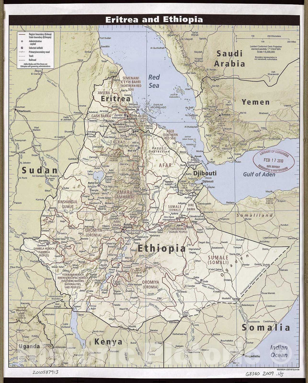 Historic 2009 Map - Eritrea and Ethiopia.