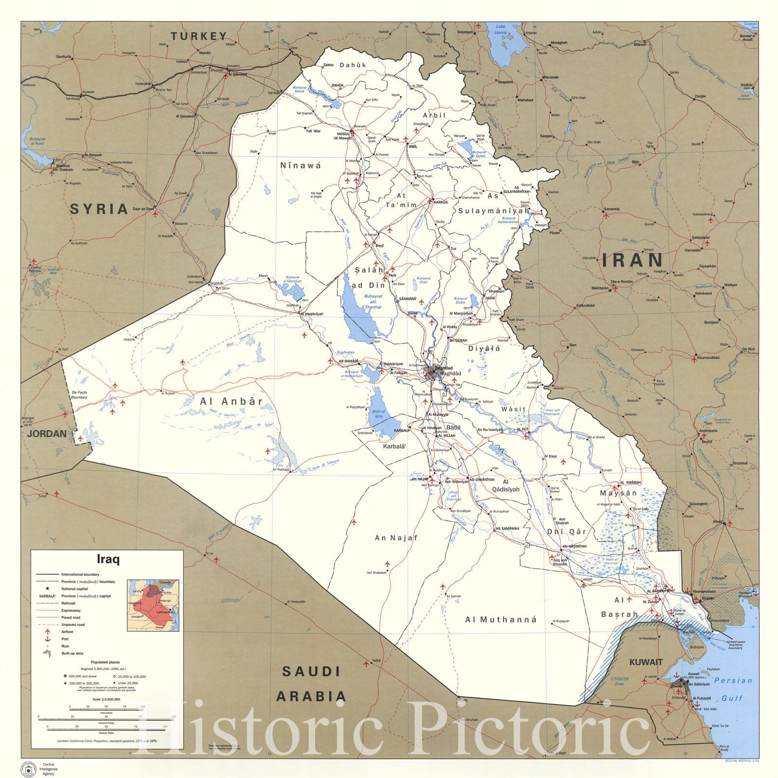 Historic 1994 Map - Iraq.