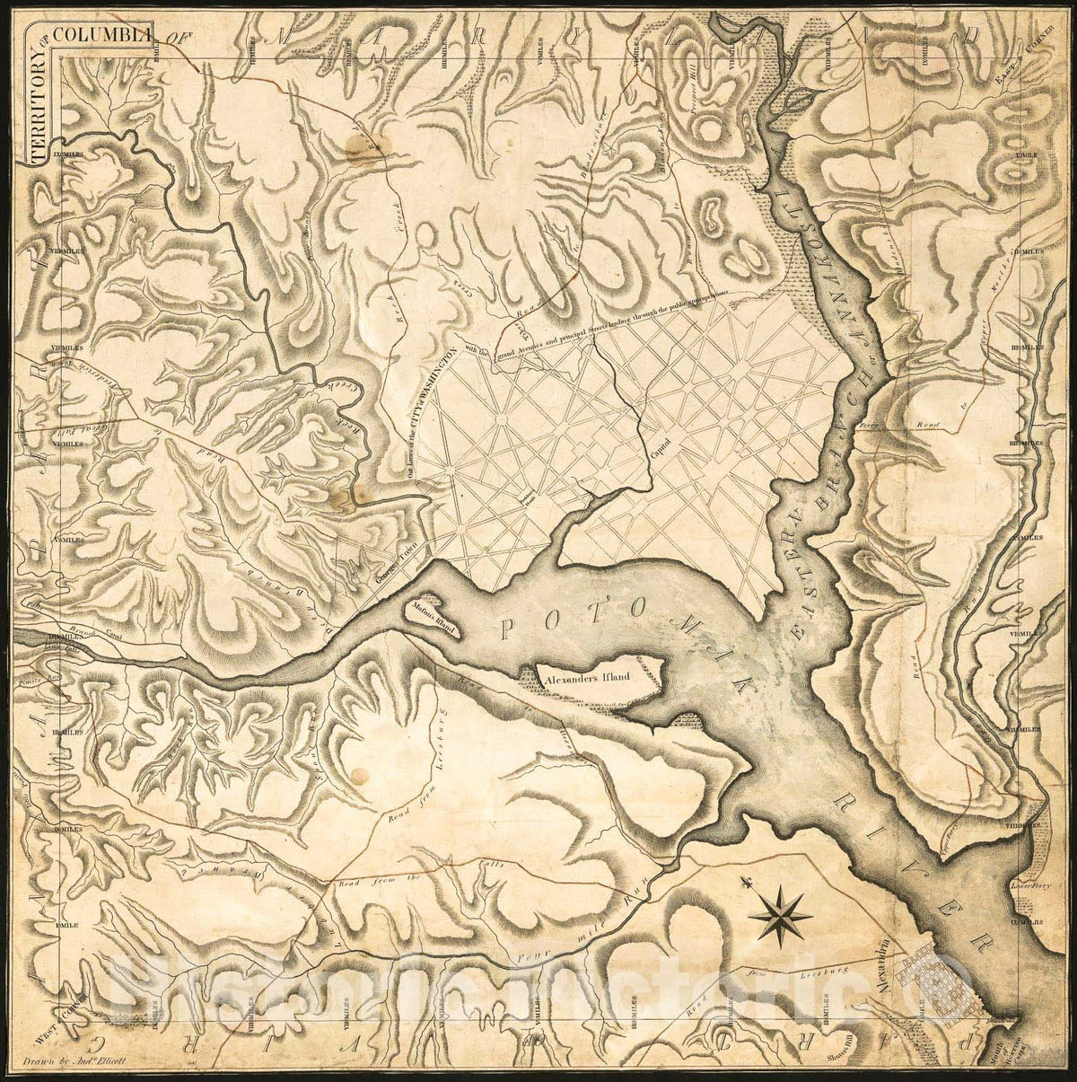 Historic 1794 Map - Territory of Columbia