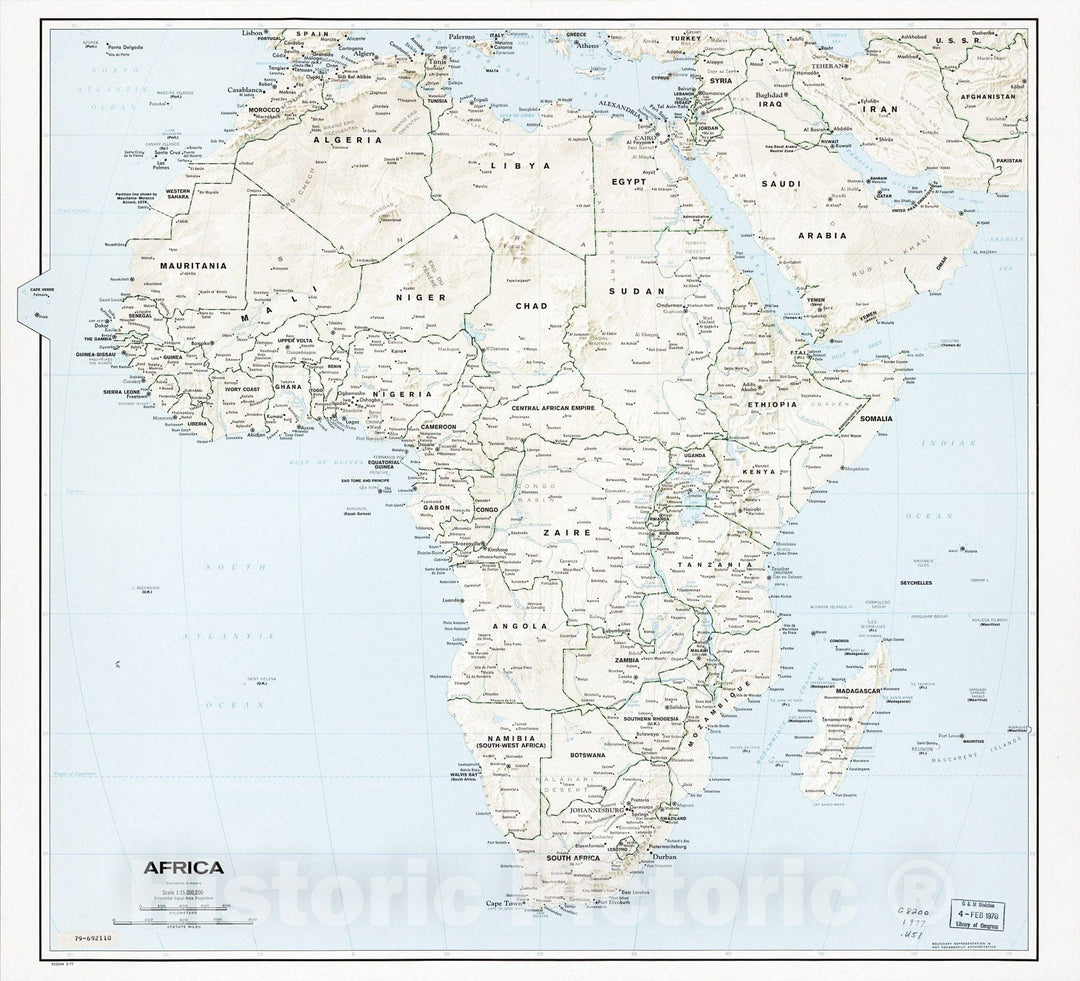Historic 1977 Map - Africa. 3