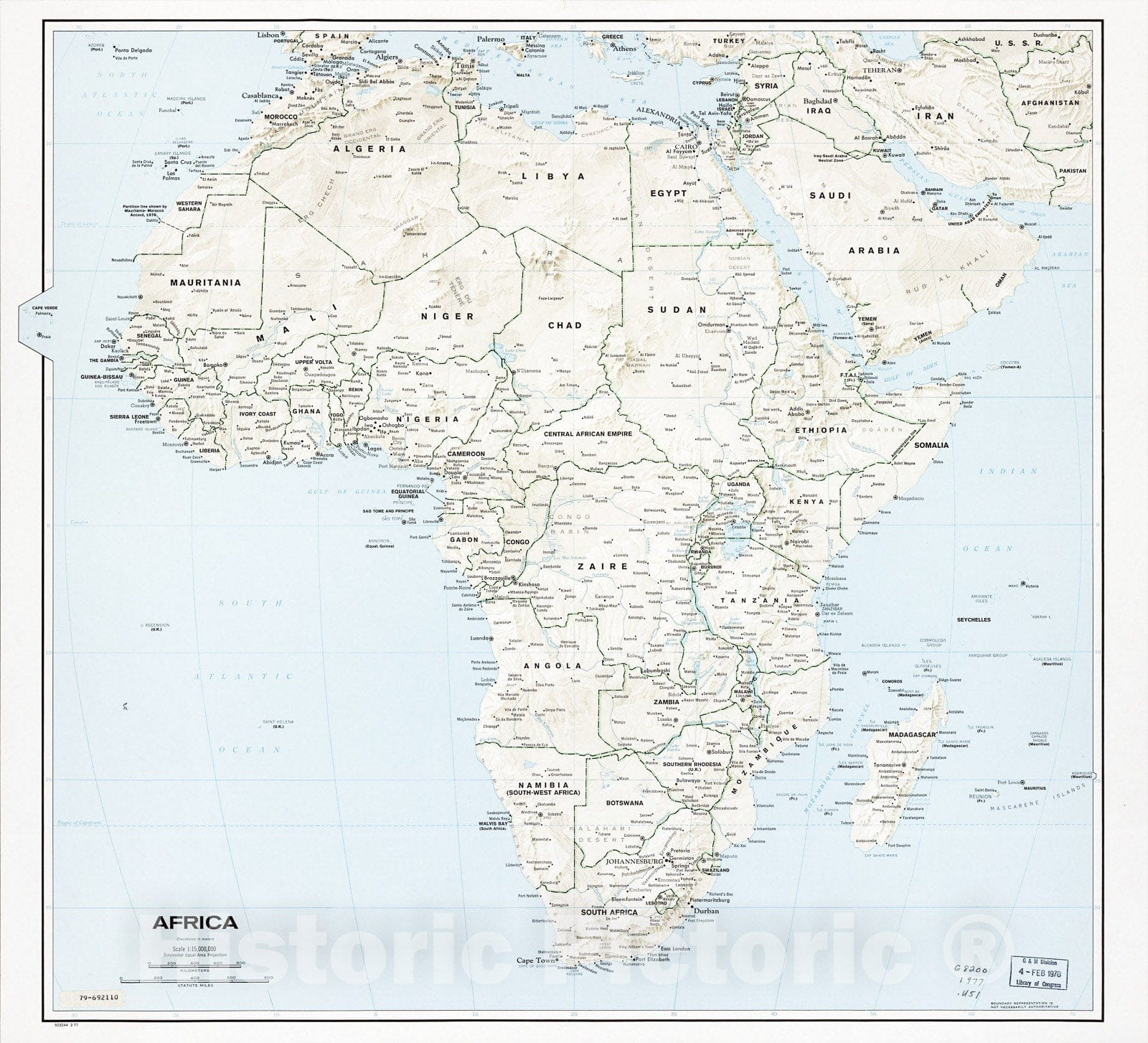 Historic 1977 Map - Africa. 3