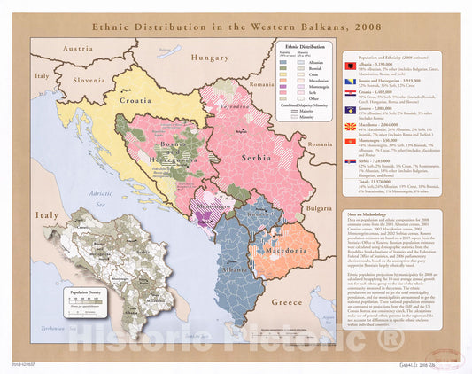 Historic 2008 Map - Ethnic Distribution in The Western Balkans, 2008