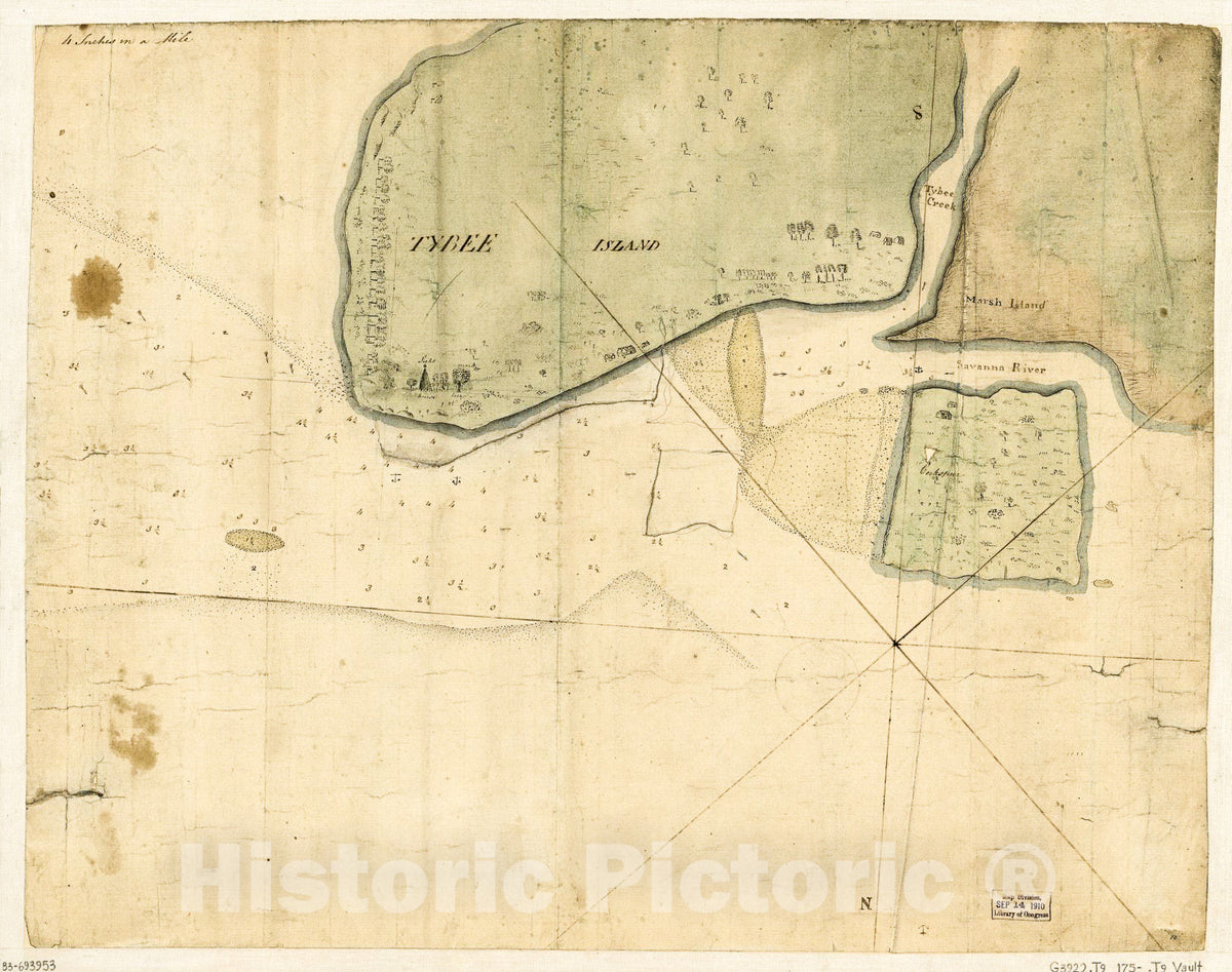 Historic 1750 Map - Tybee Island.