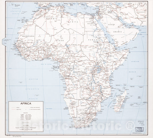 Historic 1968 Map - Africa. 12-68.