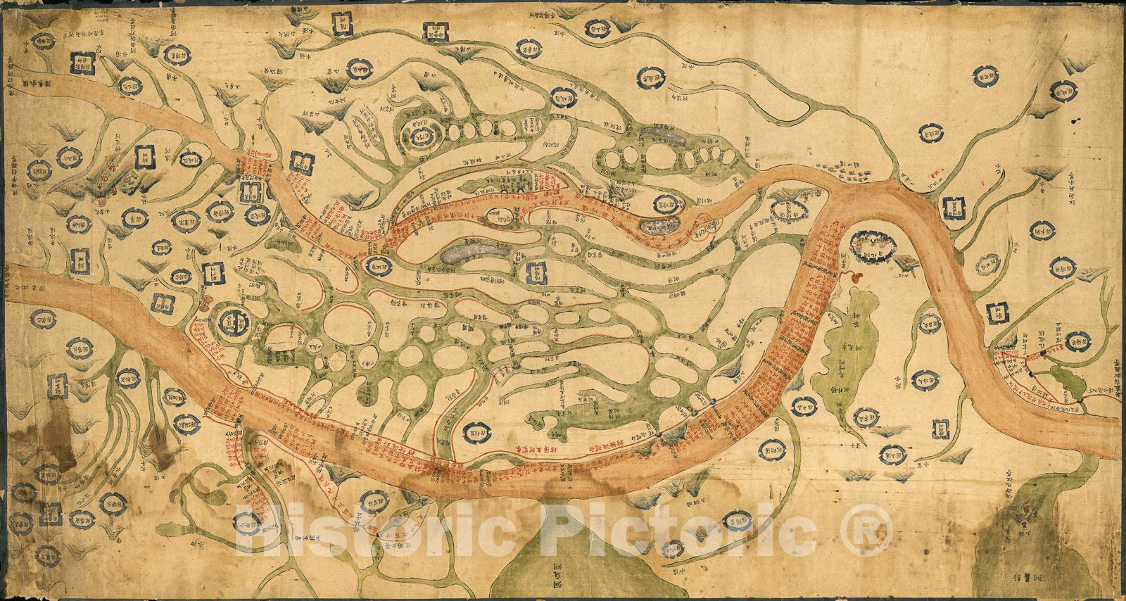Historic 1821 Map - Hubei Sheng Sheng Chang Jiang, Han Shui di gong tu