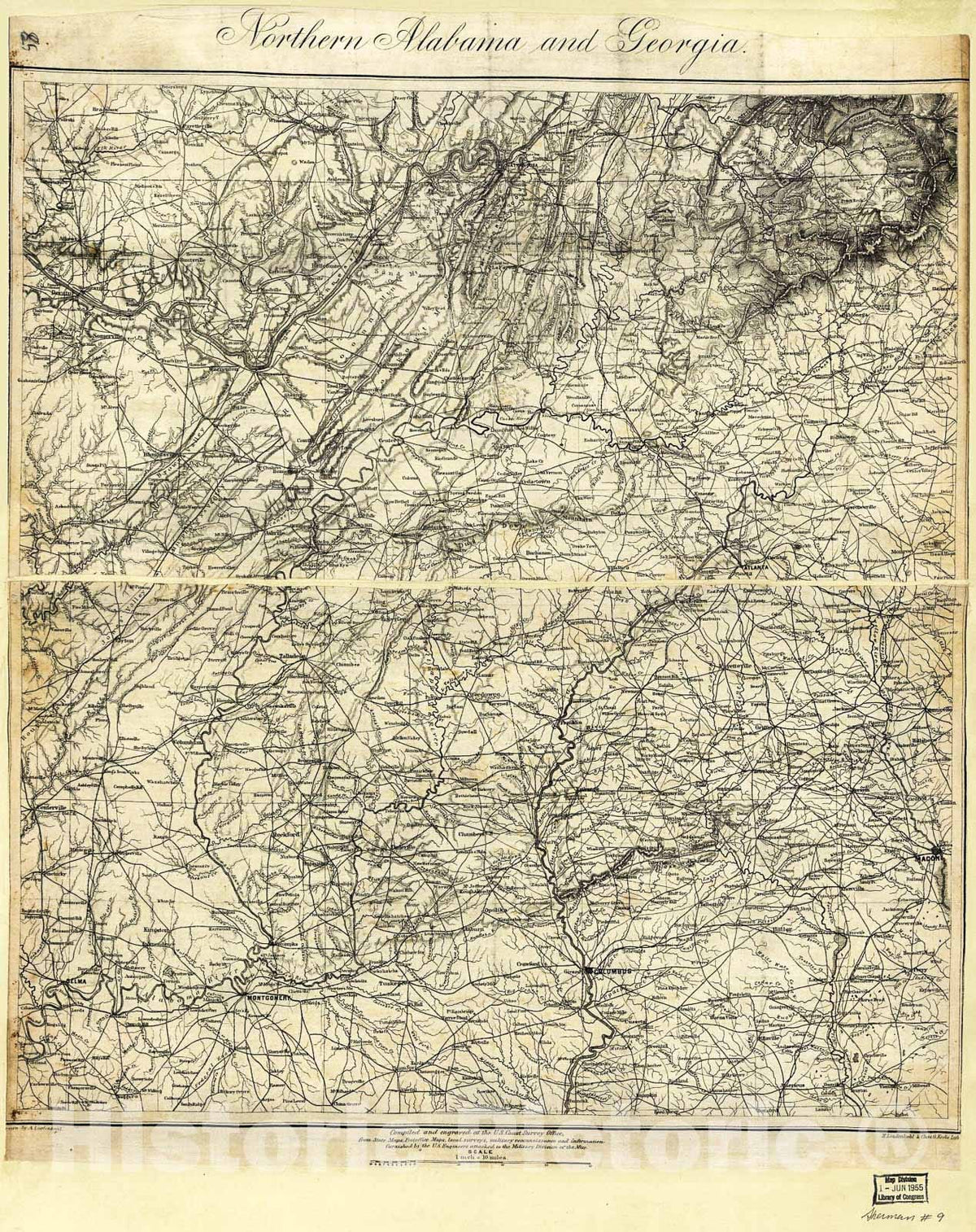 Historic 1864 Map - Northern Alabama and Georgia 1