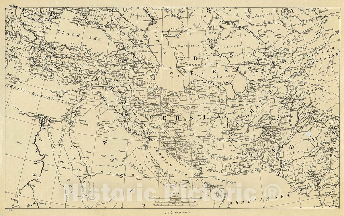 Historic 1918 Map - Middle East